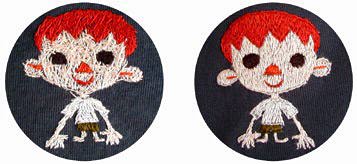”◯◯イラスト画像。男の子の刺繍、裏側と表側”